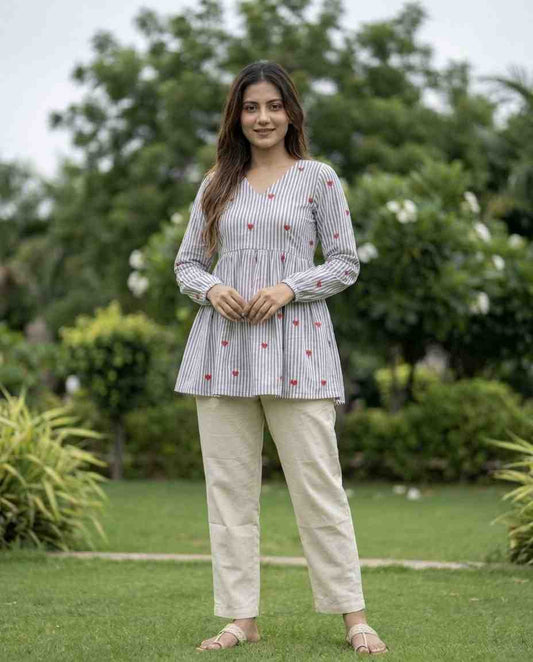 Readymade cotton top with matching bottom