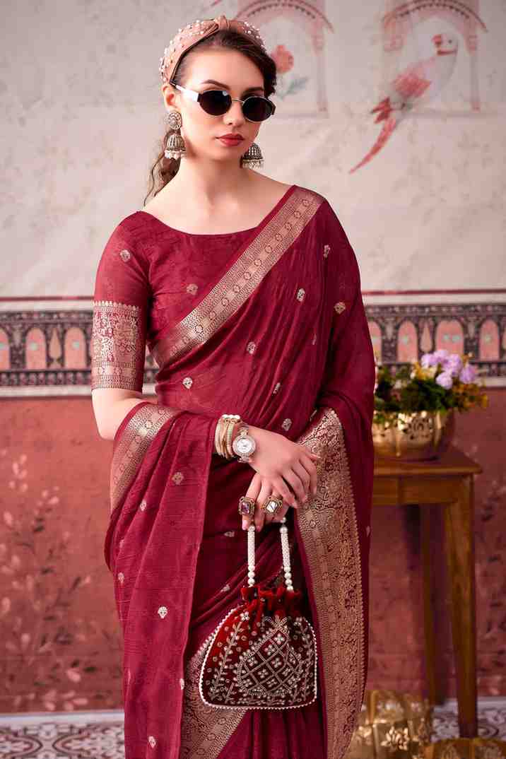 Festive ethnic saree with woven jari detailing
