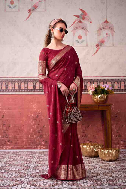 Chinon fabric saree for weddings and parties