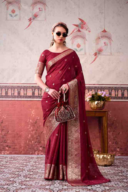 Designer Chinon saree for festive celebrations