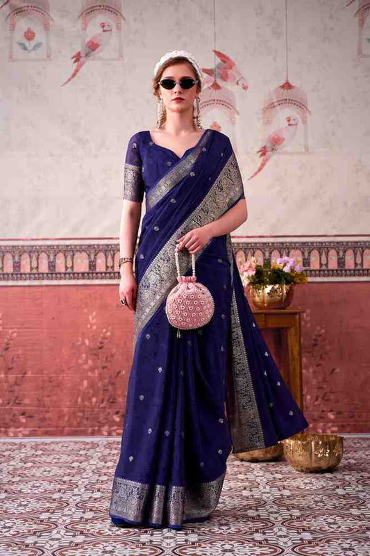 Chinon saree with weaving jari work