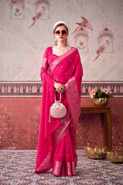 Women party wear Chinon saree with self print