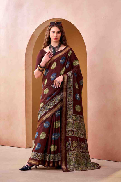 Stylish traditional Chanderi saree ethnic outfit