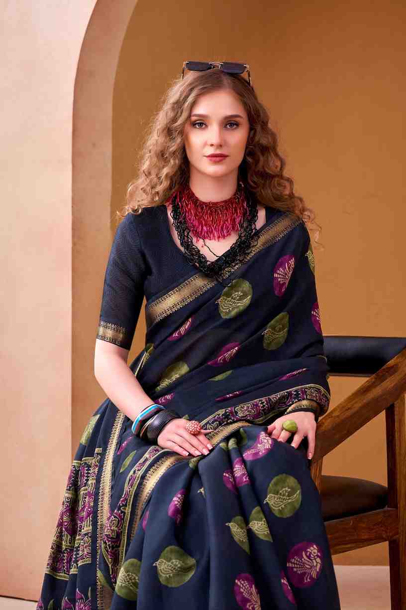 Elegant Chanderi saree celebration wear look