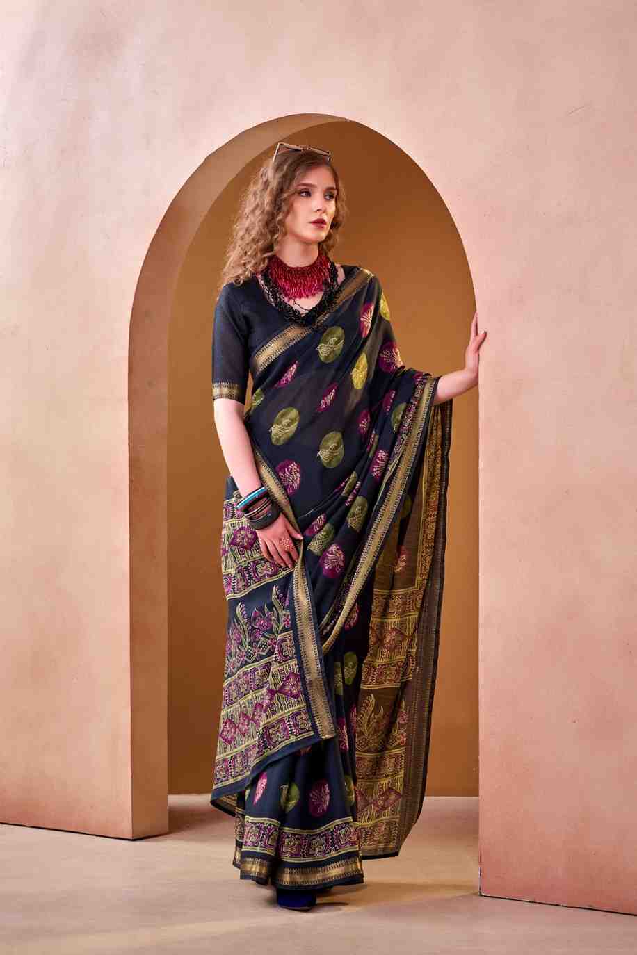 Premium woven print saree festive collection