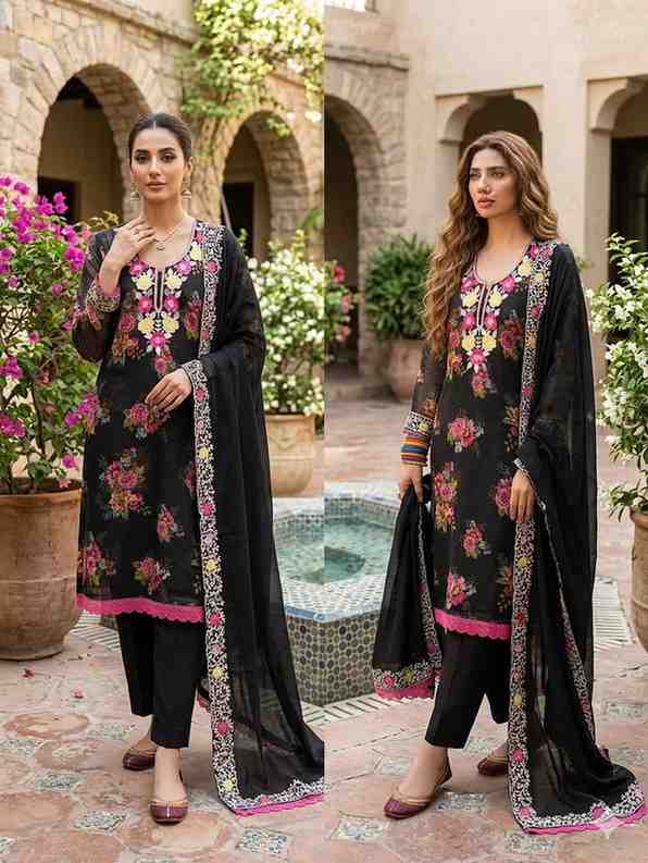 Elegant women's dress material with embroidery work