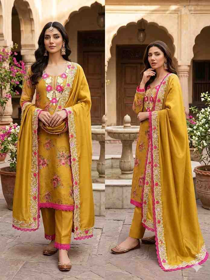 Women's unstitched cotton dress material set