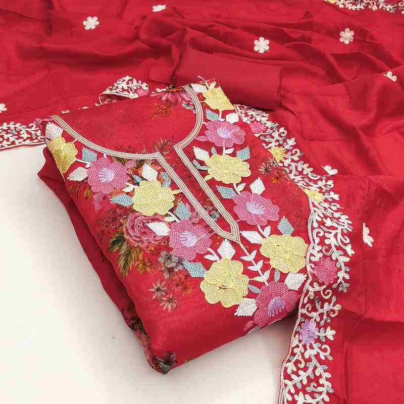 Premium ethnic suit fabric with embroidery