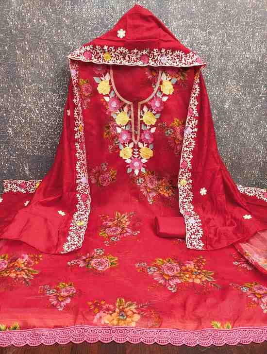 Designer Simmer Cotton dress material for women