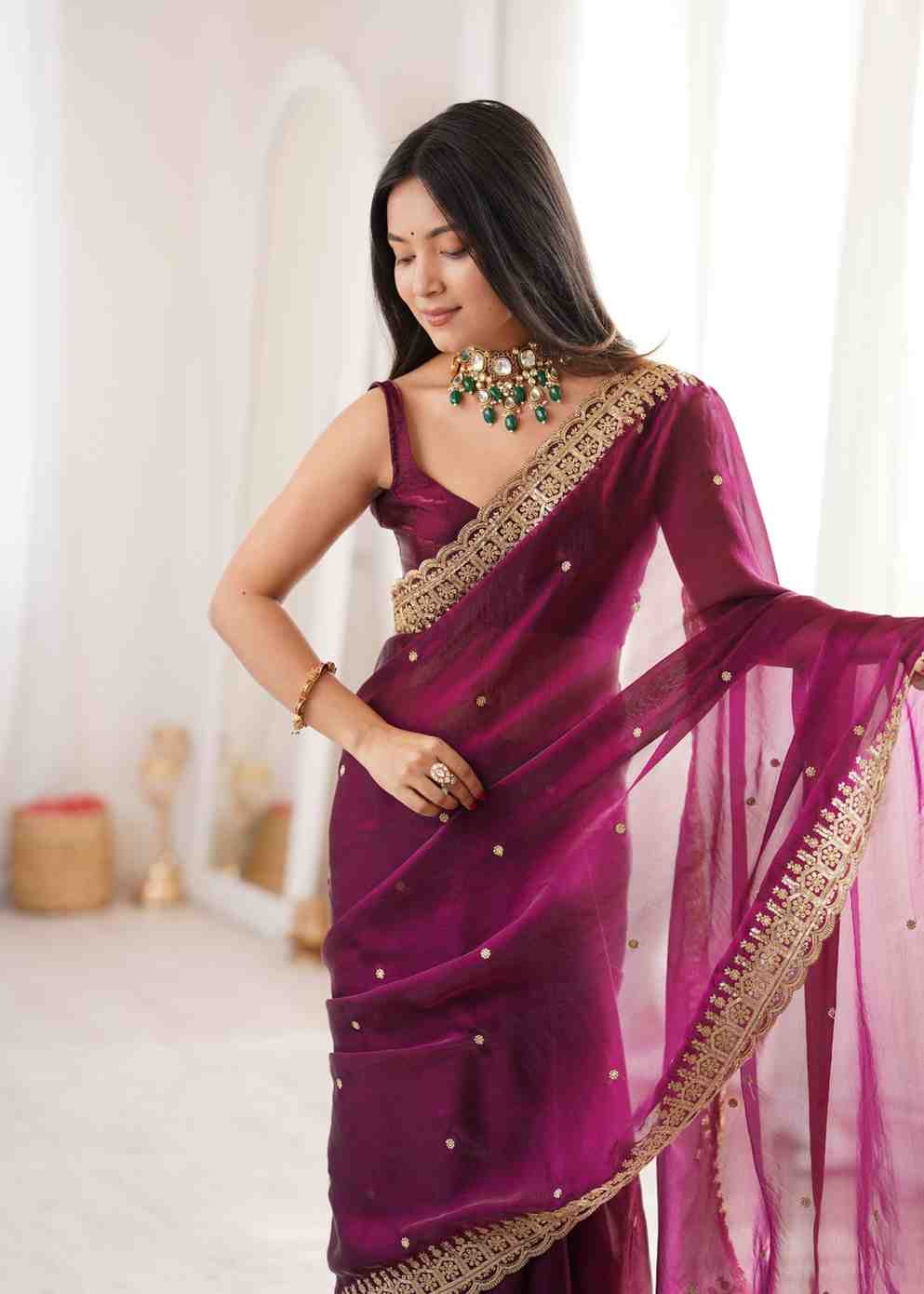 Maroon Party Wear Saree for Women