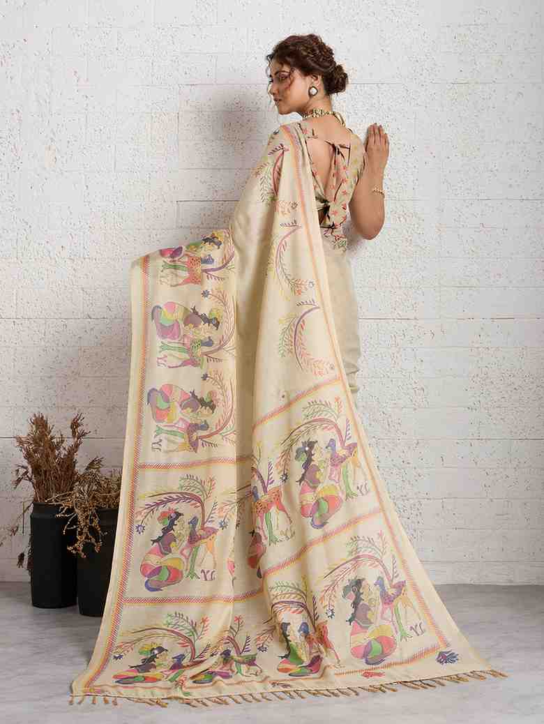Designer Linen Printed Saree