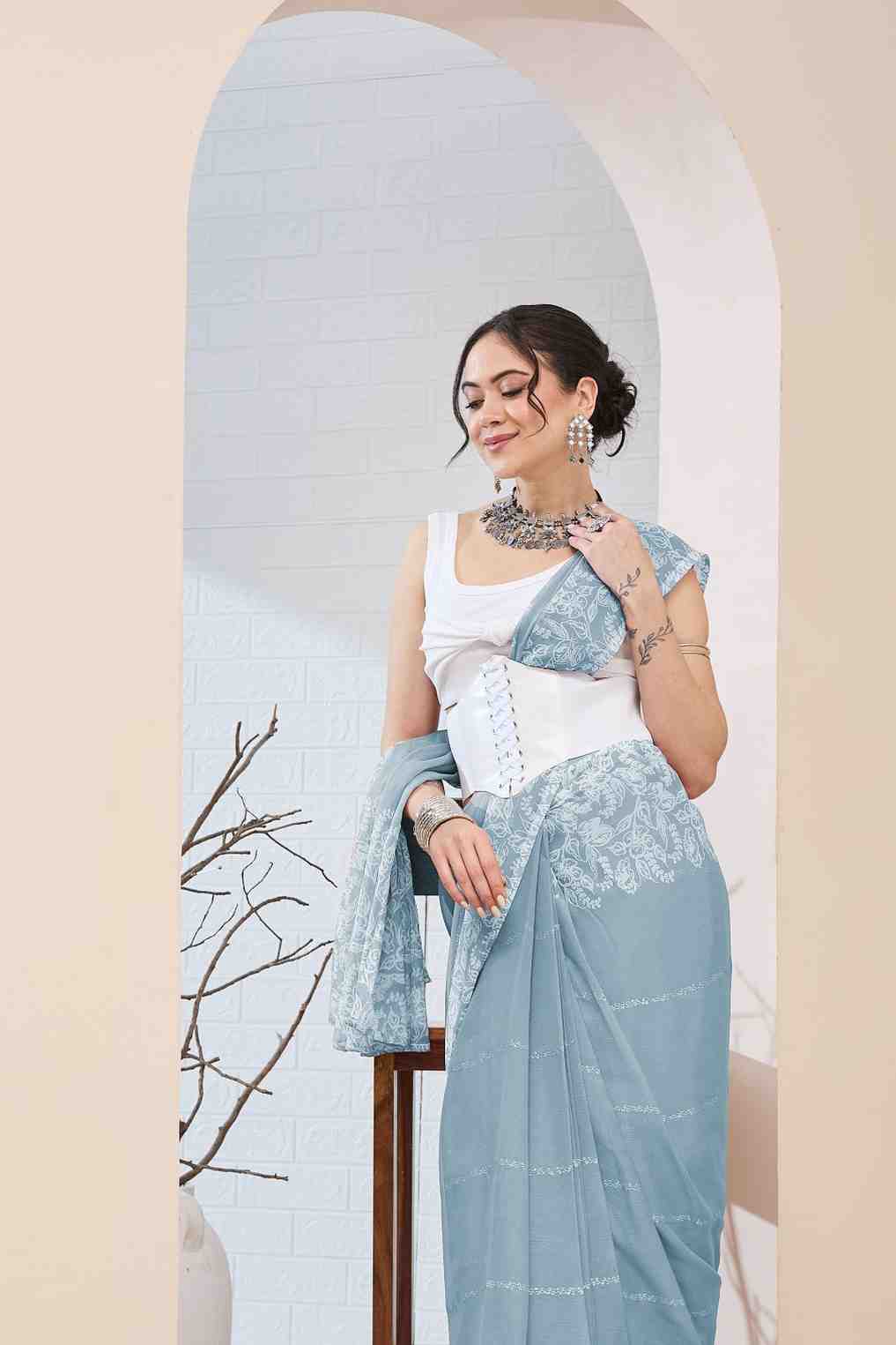 Elegant Ready to Wear Printed Saree