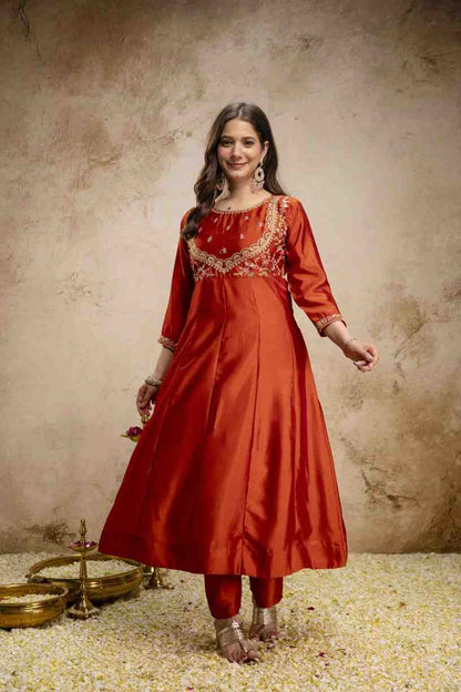 Designer Vichitra Silk Suit Set