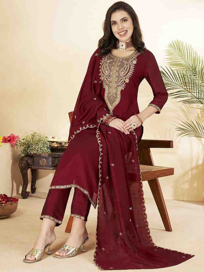 Vichitra Silk Suit Set
