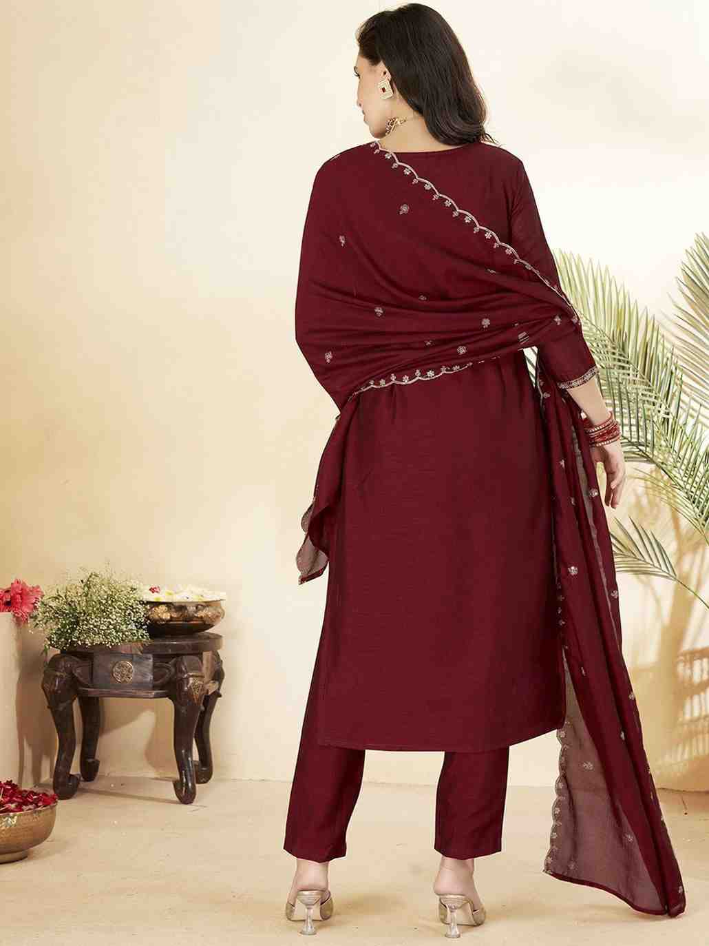 Women's Vichitra Silk Suit Set