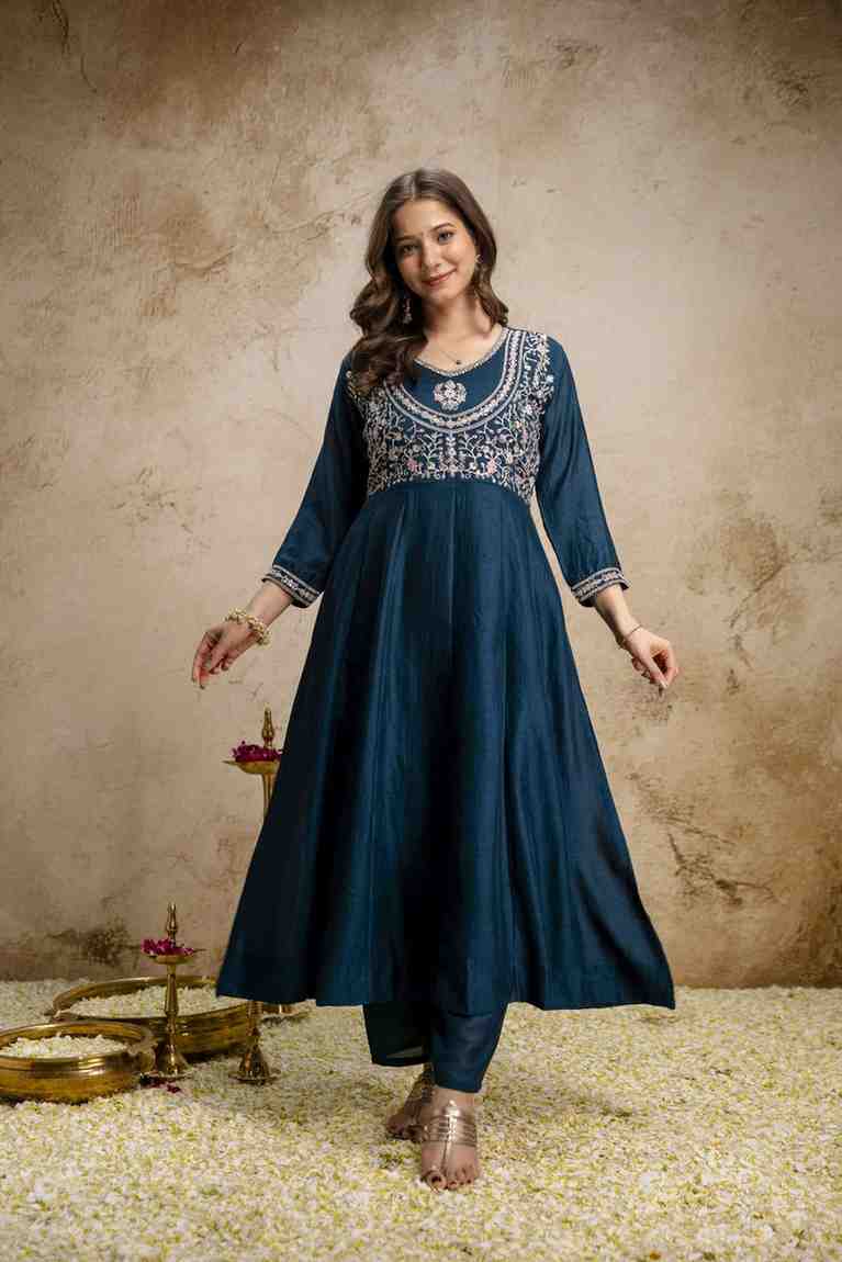 Designer Vichitra Silk Suit with Dupatta