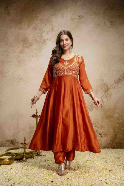 Vichitra Silk Suit with Matching Dupatta