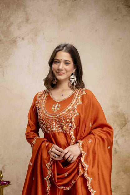 Women's Embroidered Silk Suit Set