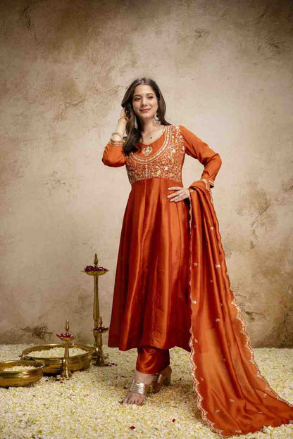Traditional Vichitra Silk Suit for Women