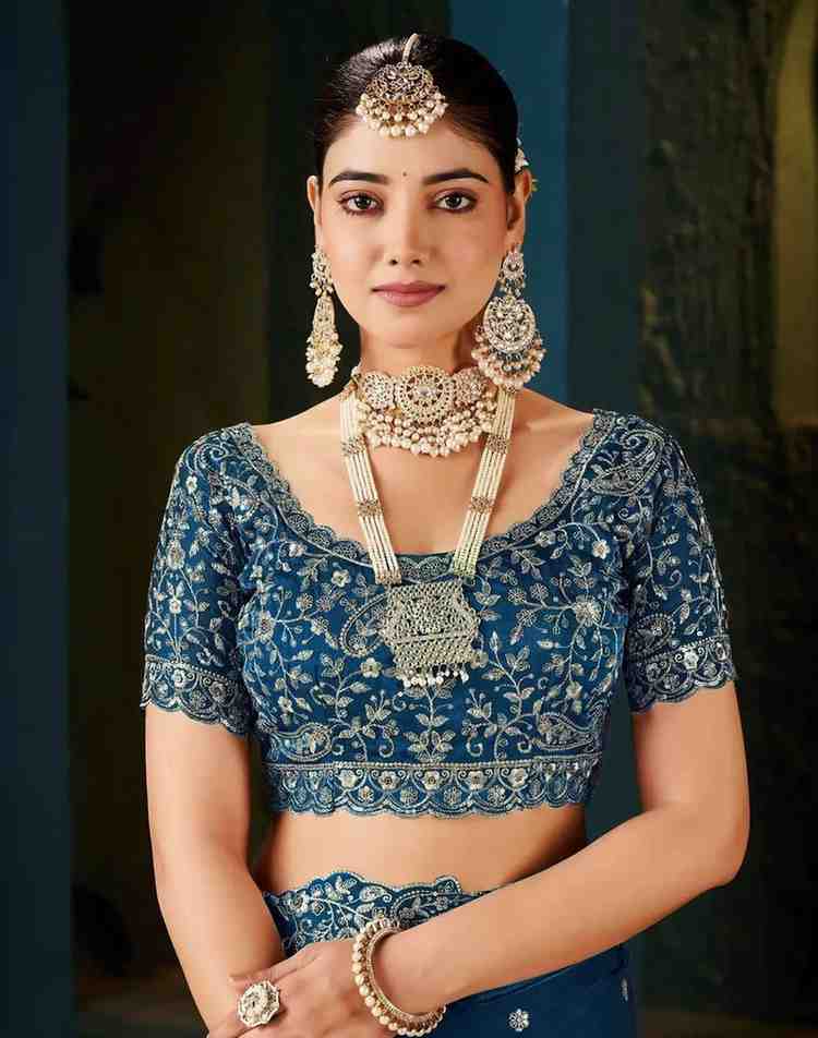 Silver Jari Work Satin Saree
