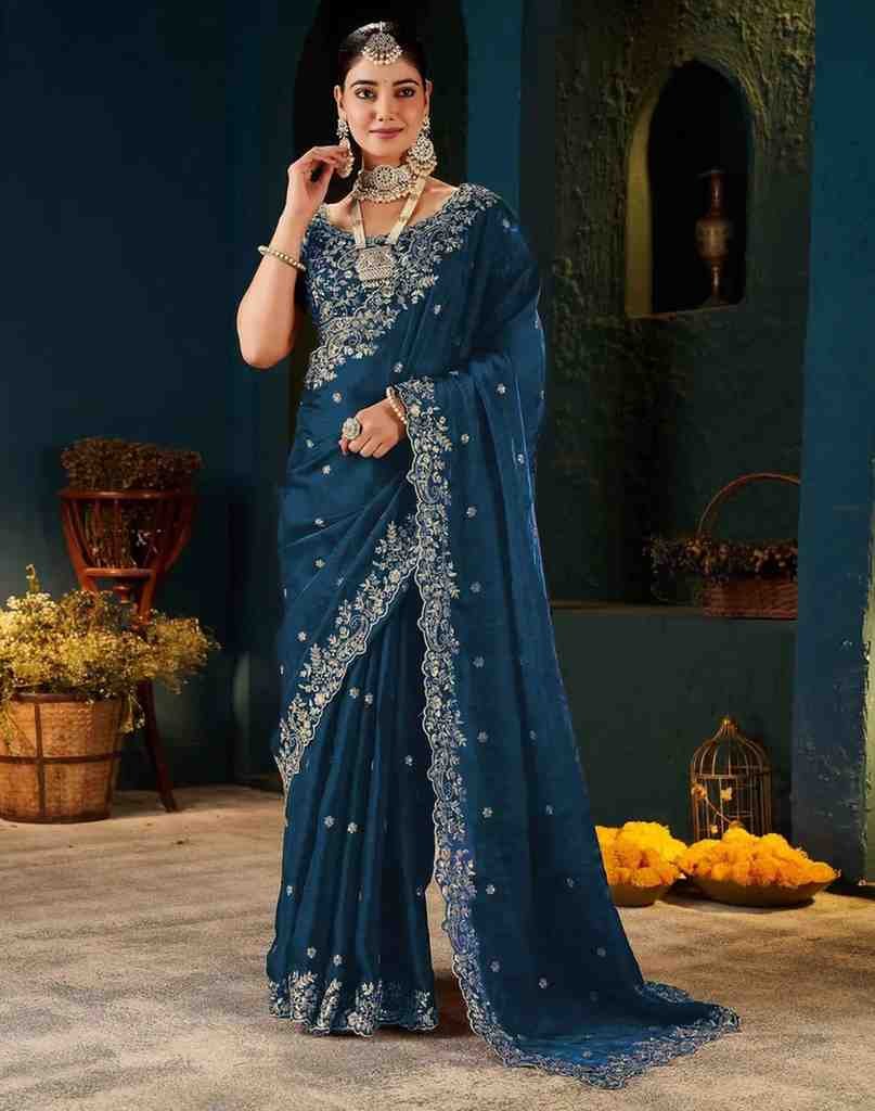Fendy Satin Embroidered Saree