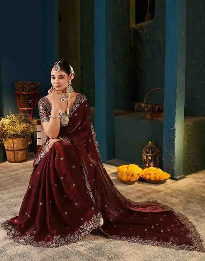 Party Wear Embroidered Saree
