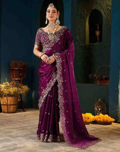 Silver Jari Embroidered Saree