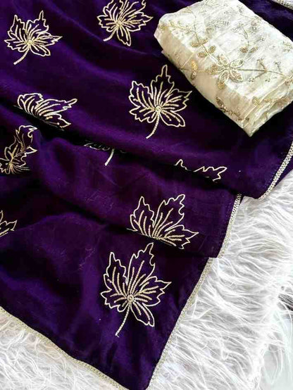 Women's Designer Vichitra Silk Saree