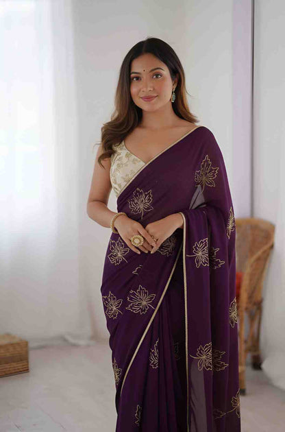 Festive Vichitra Silk Saree with Zari Work