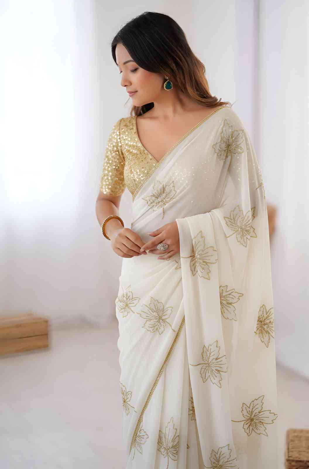 Traditional Embroidered Silk Saree