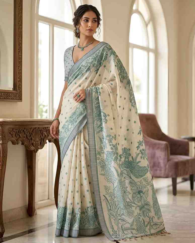 Designer Linen Saree with Woven Border