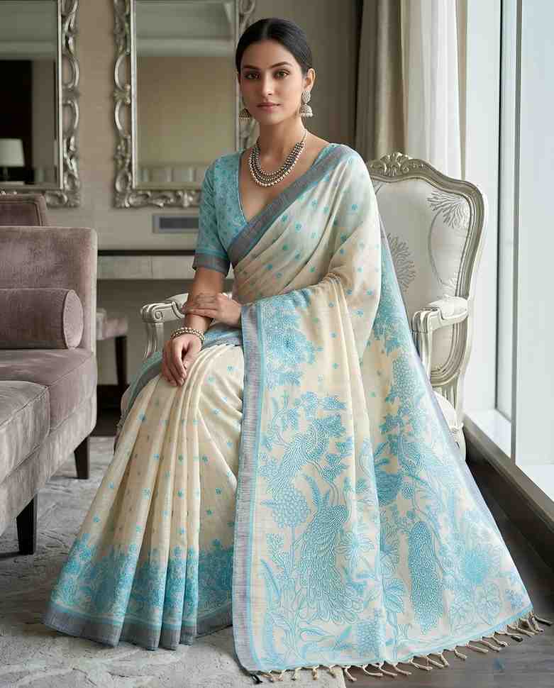 Women's Ethnic Linen Saree