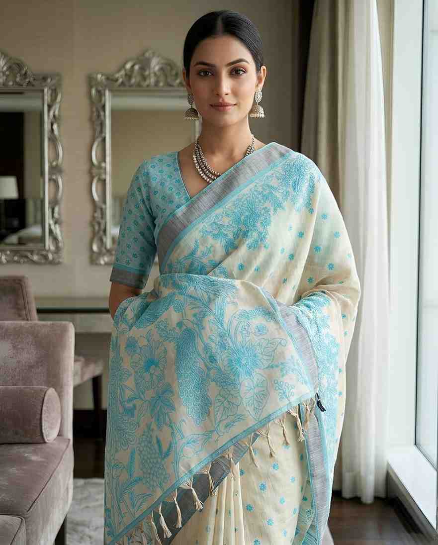 Luxury Linen Saree with Printed Design