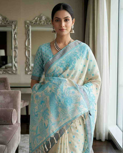 Luxury Linen Saree with Printed Design