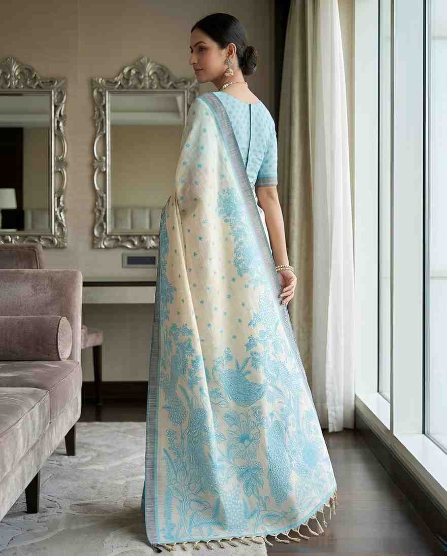 Stylish Kalamkari Print Linen Saree