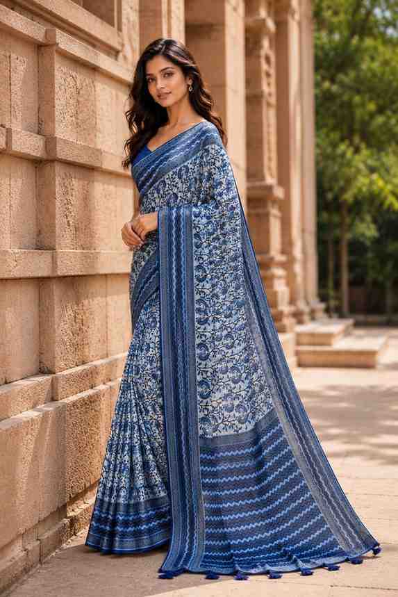 Premium Chanderi Linen Saree with Blouse Piece