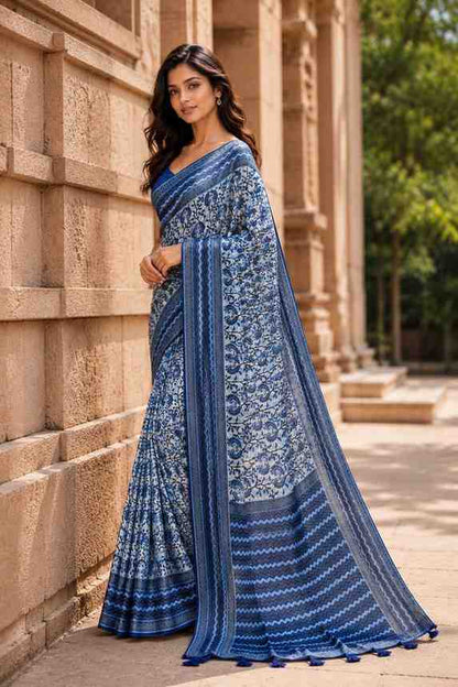 Premium Chanderi Linen Saree with Blouse Piece