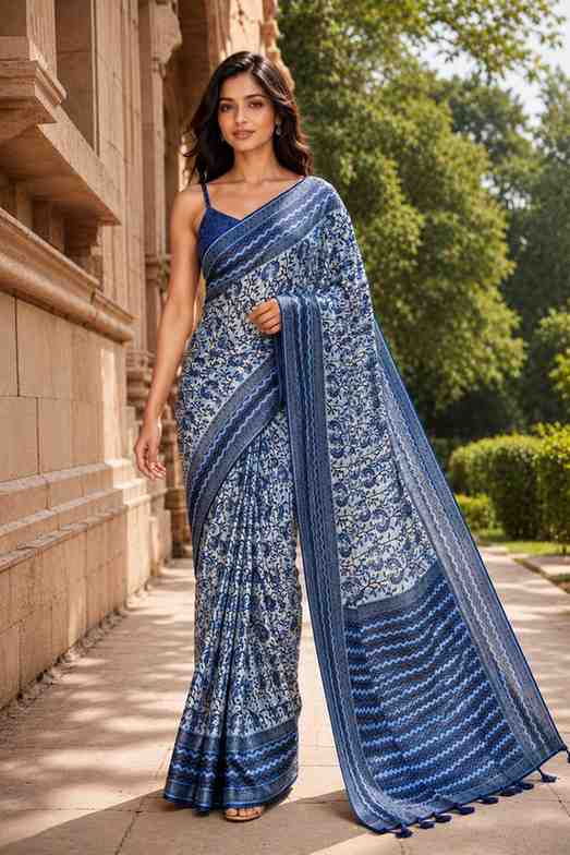 Designer Chanderi Linen Ethnic Saree