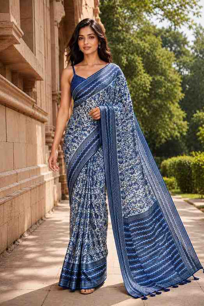 Designer Chanderi Linen Ethnic Saree