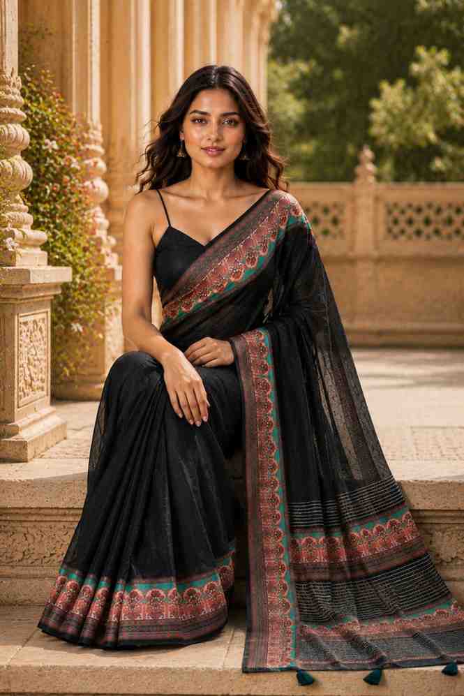 Designer Chanderi Linen Digital Printed Saree