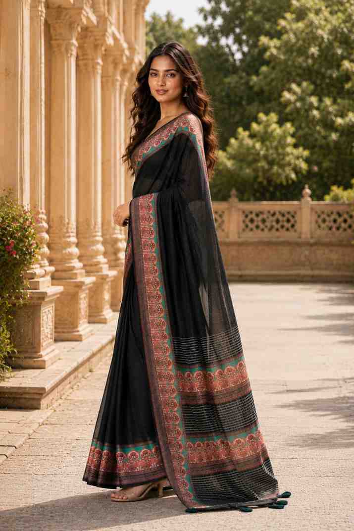 Chanderi Linen Saree with Matching Blouse Piece