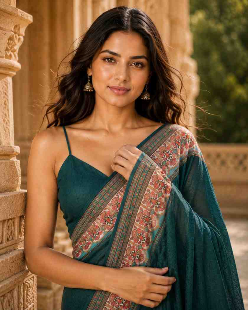 Traditional Chanderi Linen Saree for Women