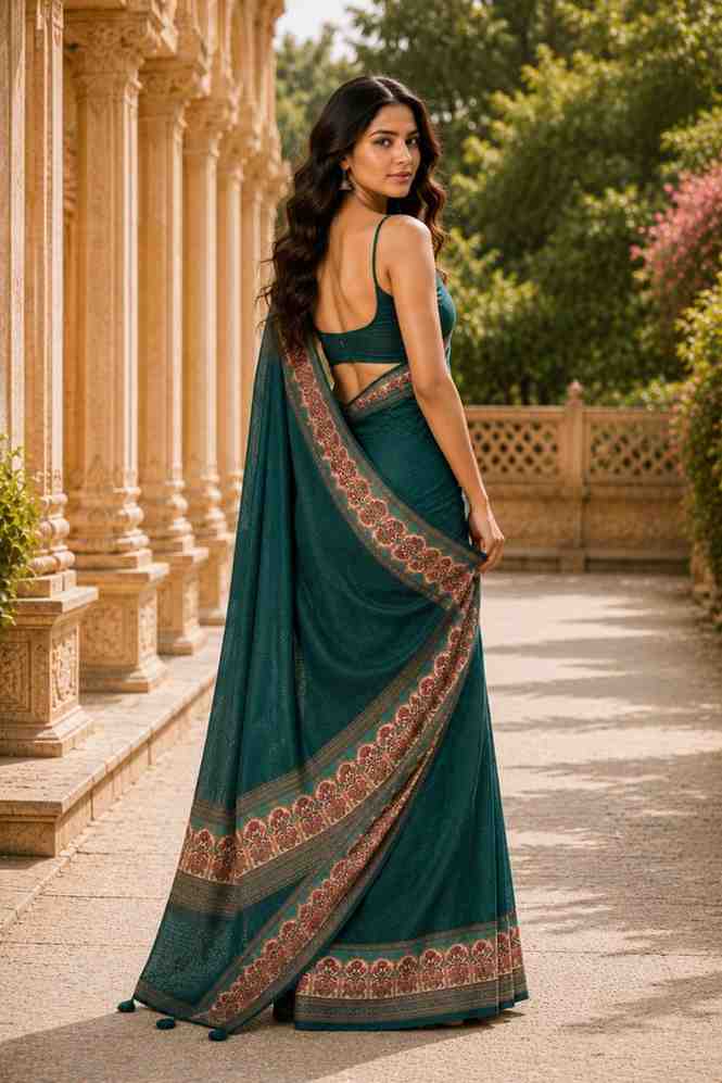 Soft Chanderi Linen Saree with Designer Print