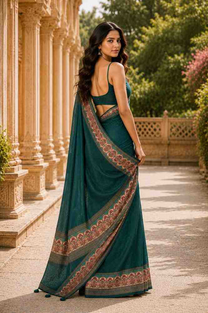 Soft Chanderi Linen Saree with Designer Print