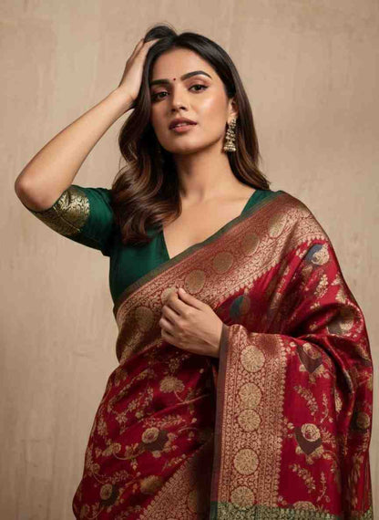 Women's festive Art Silk saree with woven craftsmanship