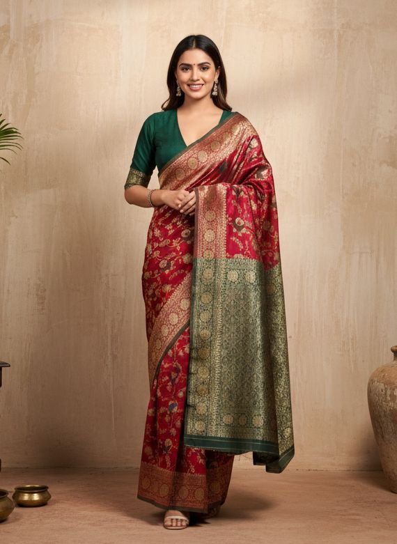Elegant woven silk saree for traditional celebrations