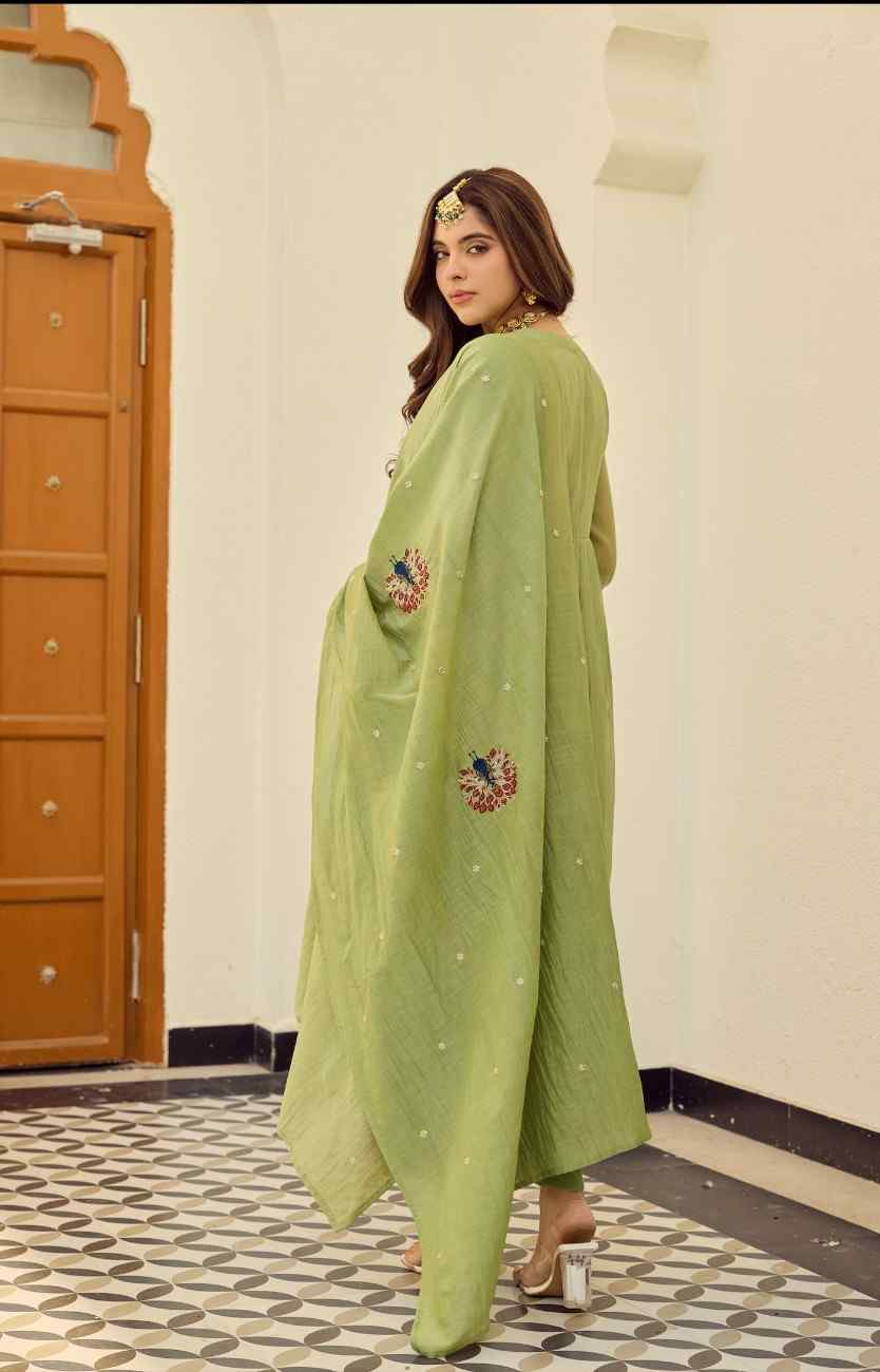 Embroidered Chanderi Silk Dress