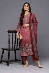 Maroon Cotton Printed Kurta Set with Cotton Dupatta