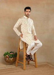 Men's Linen Digital Print Kurta & Pajama Set | Premium Festive Ethnic Wear