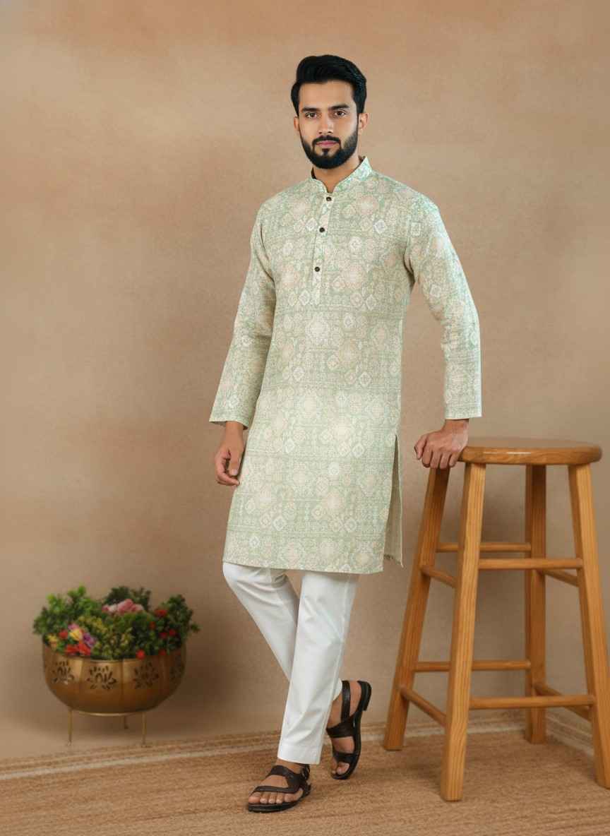 Printed Linen Kurta for Men